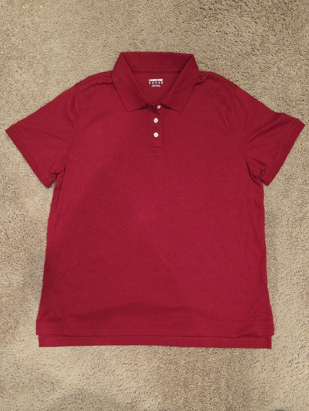 Lands End Cotton Polo Shirt XL Extra Large Red Short Sleeve Pique Knit Top Golf